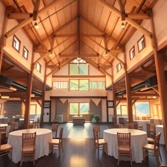 9 Acres Event Barn has a gorgeous interior space that is perfect for your wedding, quinceanera, or other social event.